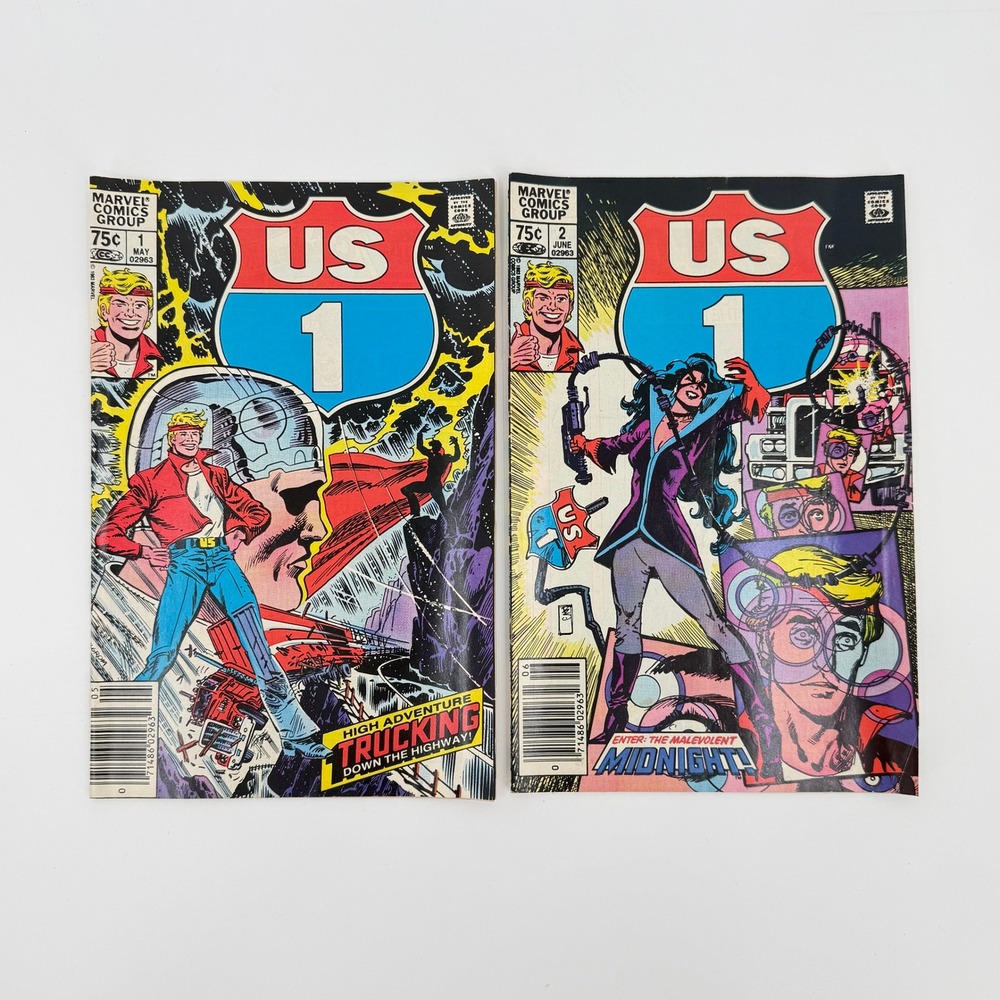 Marvel US 1 #1 #2 1983 Newsstand CPV Vintage Comic Lot Bill Sienkiewicz Cover